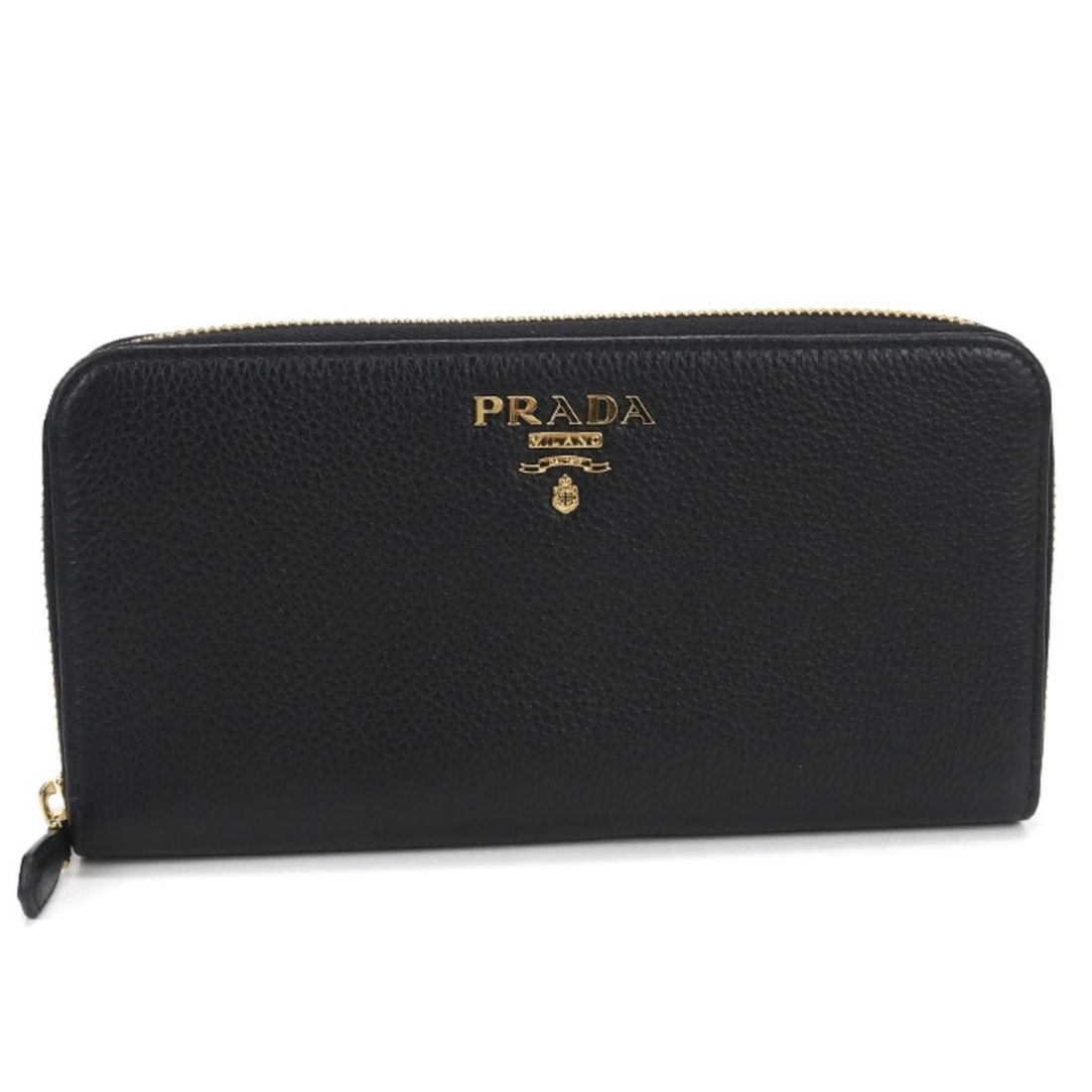PRADA Prada Long Wallet, Round Zipper, 1ML506 2E3A F0002, Vitello Grain Leather, Women's, Black (1 of 10)
