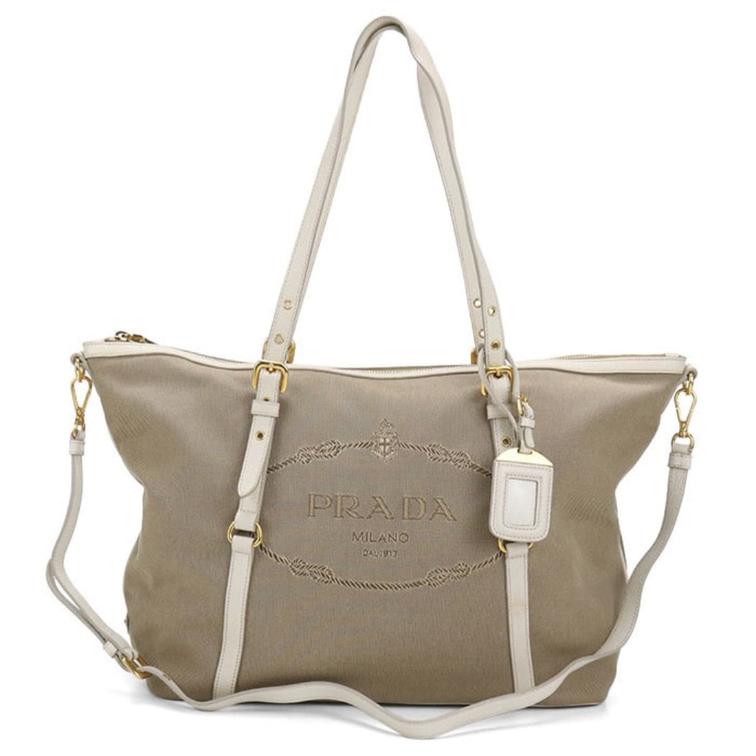 PRADA Prada Tote Bag BR4253 2-Way Women's Beige: --- Catalog ---Category: SizeSize (HxWxD): 29cm x 35cm x 14cm / 11.41'' x 13.77'' x 5.51''Category: DesignType: Tote bagColor: BeigeGender: WomenMaterial: Canvas Hardware Color: GoldCategory: GeneralM
