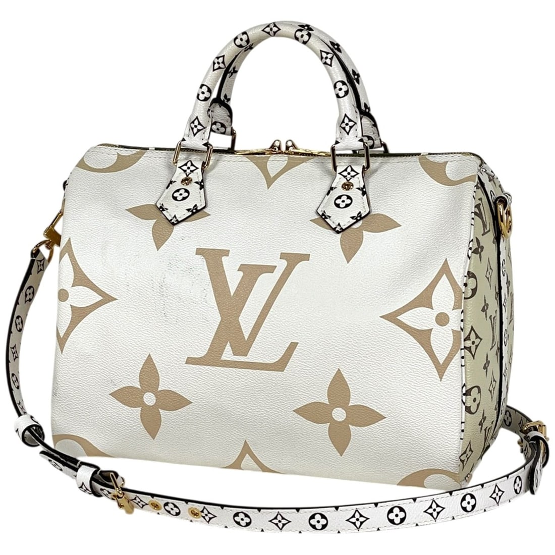 Louis Vuitton Speedy Bandoulière 30 2-Way Handbag, Monogram Giant, White/Green, M44572, Women's: --- Catalog ---Category: DesignType: HandbagColor: Green, WhiteGender: WomenCategory: GeneralBrand: Louis Vuitton--- Item List ---Section: ConditionSmell: Other InsignificantRanking: Rank AB Used - Tr