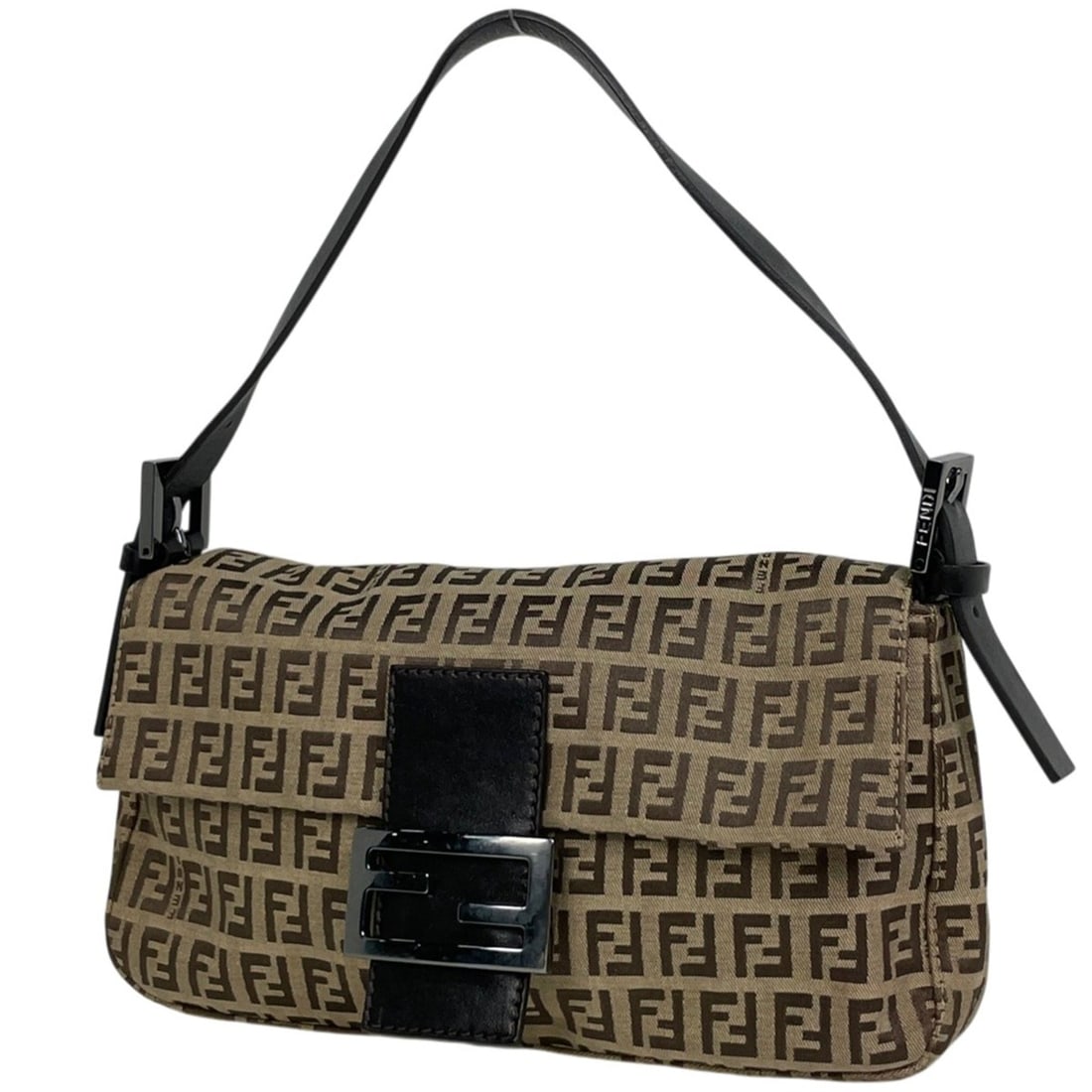 Fendi Mamma Bucket Handbag/Shoulder Bag with Zucchino Pattern, Canvas, Beige, 2305, Women's (1 of 9)