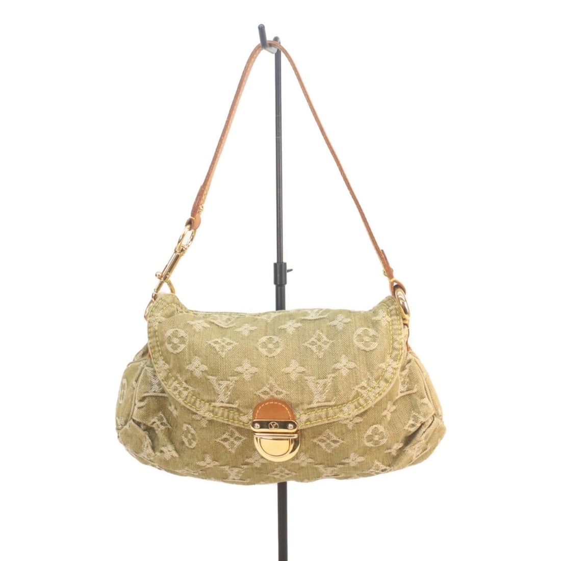 LOUIS VUITTON M95217 Monogram Denim Lichen Mini Pleaty Shoulder Bag for Women: --- Catalog ---Category: SizeSize (HxWxD): 14cm x 26cm x 4cm / 5.51'' x 10.23'' x 1.57''Category: DesignType: Shoulder bagColor: Green, KhakiGender: WomenMaterial: Monogram Denim Category: GeneralBran