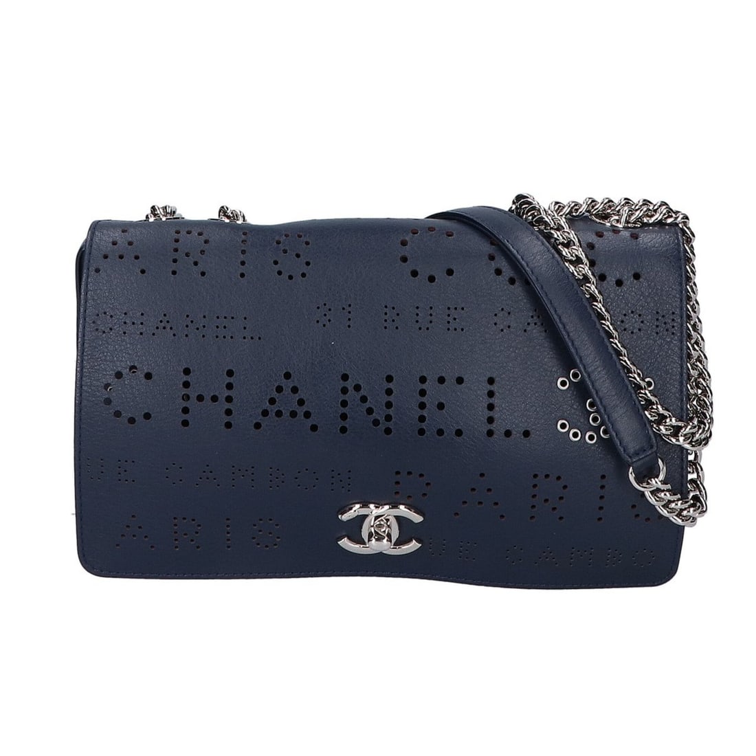 CHANEL A50299 No. 27 Perforated Logo Single Flap Chain Bag Navy Shoulder - Women's: --- Catalog ---Category: SizeSize (HxWxD): 15cm x 23cm x 8cm / 5.9'' x 9.05'' x 3.14''Category: DesignType: Shoulder bagColor: NavyGender: WomenMaterial: Leather Category: GeneralBrand: Chanel--- Item
