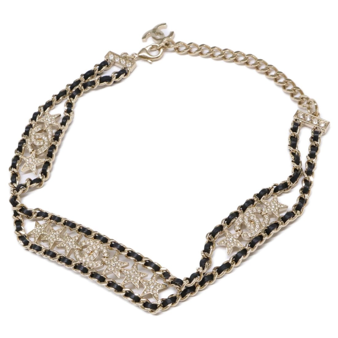 CHANEL B23C Coco Mark Rhinestone Choker - Gold Women's: --- Catalog ---Category: SizeNeck Circumference: 40 cm / 15.74''Category: DesignColor: GoldStone: RhinestoneGender: WomenMaterial: MetalNecklace Type: ChokerCategory: GeneralBrand: Chanel--- Item List