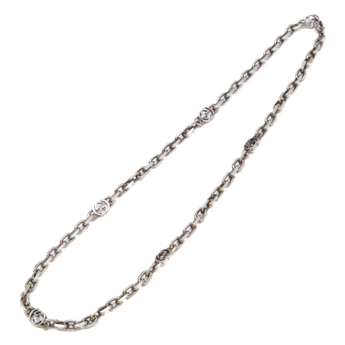 GUCCI AG925 759703 Gucci Interlocking Chain Necklace Silver Women's: --- Catalog ---Category: SizeNeck Circumference: 59.5 cm / 23.42''Category: DesignColor: SilverGender: WomenMaterial: Silver 925Necklace Type: NecklaceCategory: GeneralBrand: Gucci--- Item List ---Sec