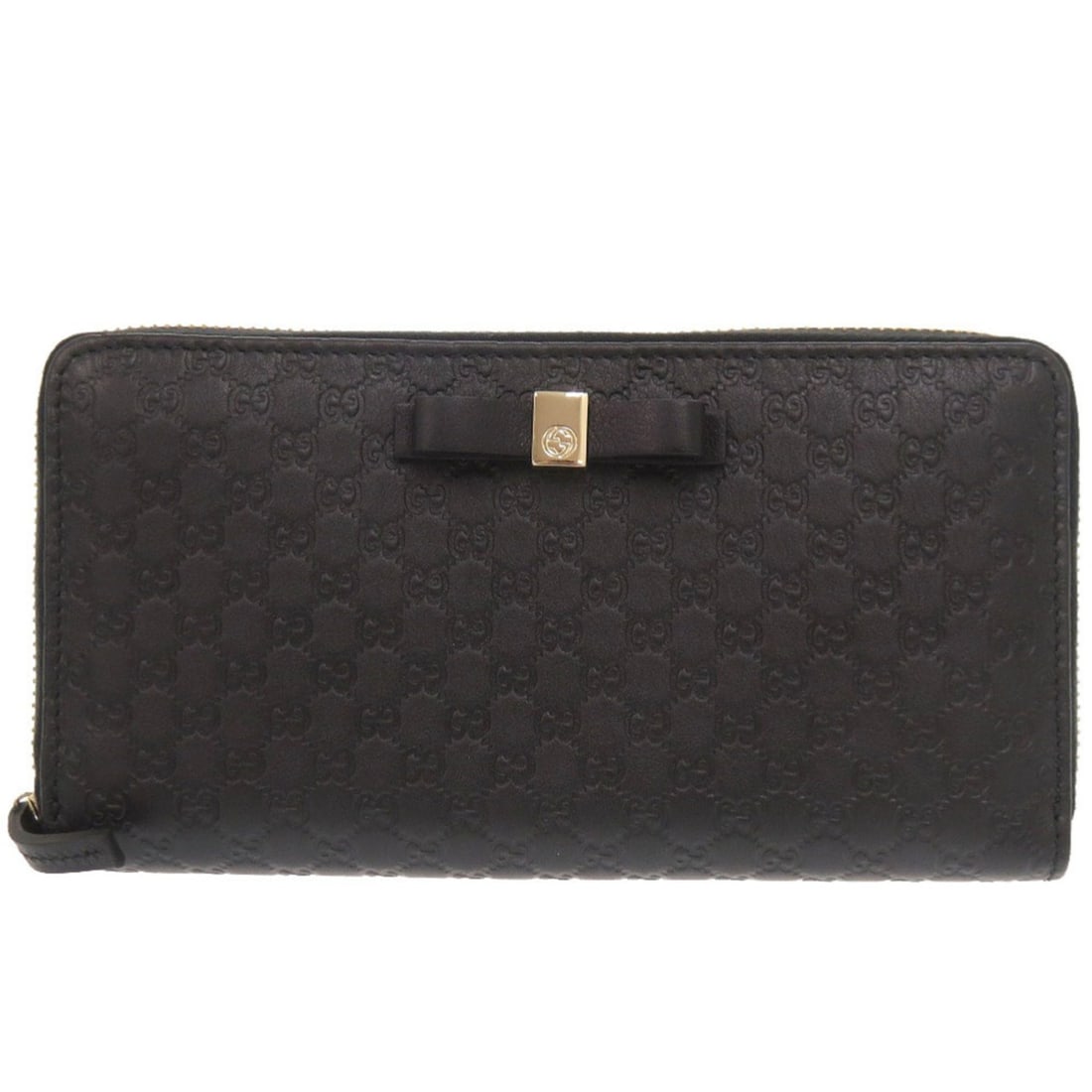 Like New Gucci Microguccissima Ribbon 388680 Black Round Zip Long Wallet 0731GUCCI (1 of 10)