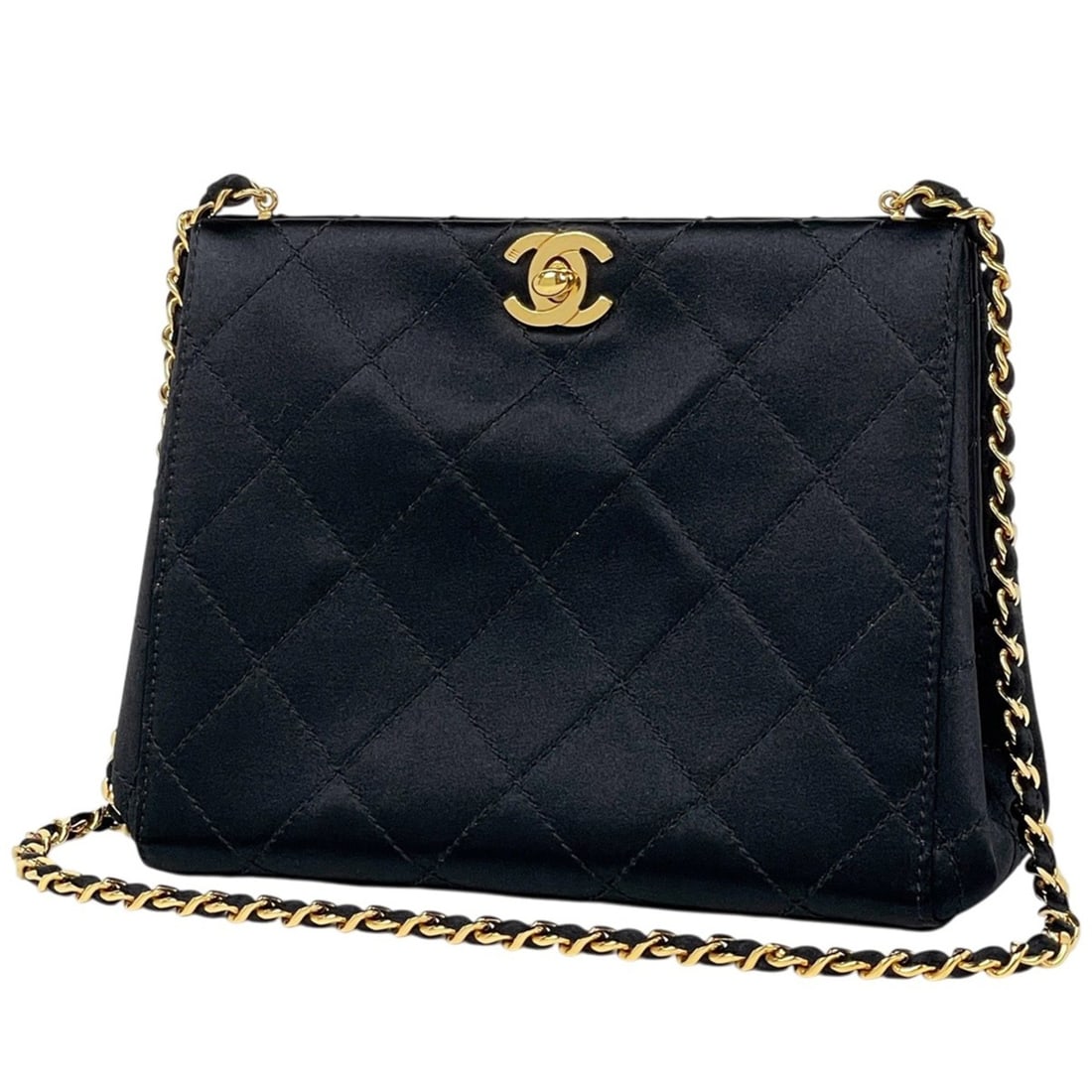 Chanel Coco Mark Chain Shoulder Bag, Matelassé Silk, Black, Women's: --- Catalog ---Category: SizeSize (HxWxD): 14.5cm x 18cm x 8cm / 5.7'' x 7.08'' x 3.14''Category: DesignType: Shoulder bagColor: BlackGender: WomenMaterial: Silk Category: GeneralBrand: Chanel--- Item