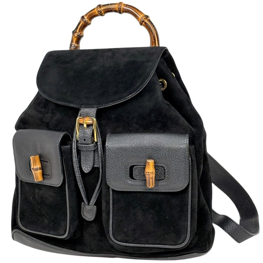 Gucci Bamboo Backpack 003580016, Old Backpack, Suede, Black, Women's: --- Catalog ---Category: SizeSize (HxWxD): 30cm x 31cm x 10cm / 11.81'' x 12.2'' x 3.93''Category: DesignType: BackpackColor: BlackGender: WomenMaterial: Suede , Leather Category: GeneralBrand: Gucci-