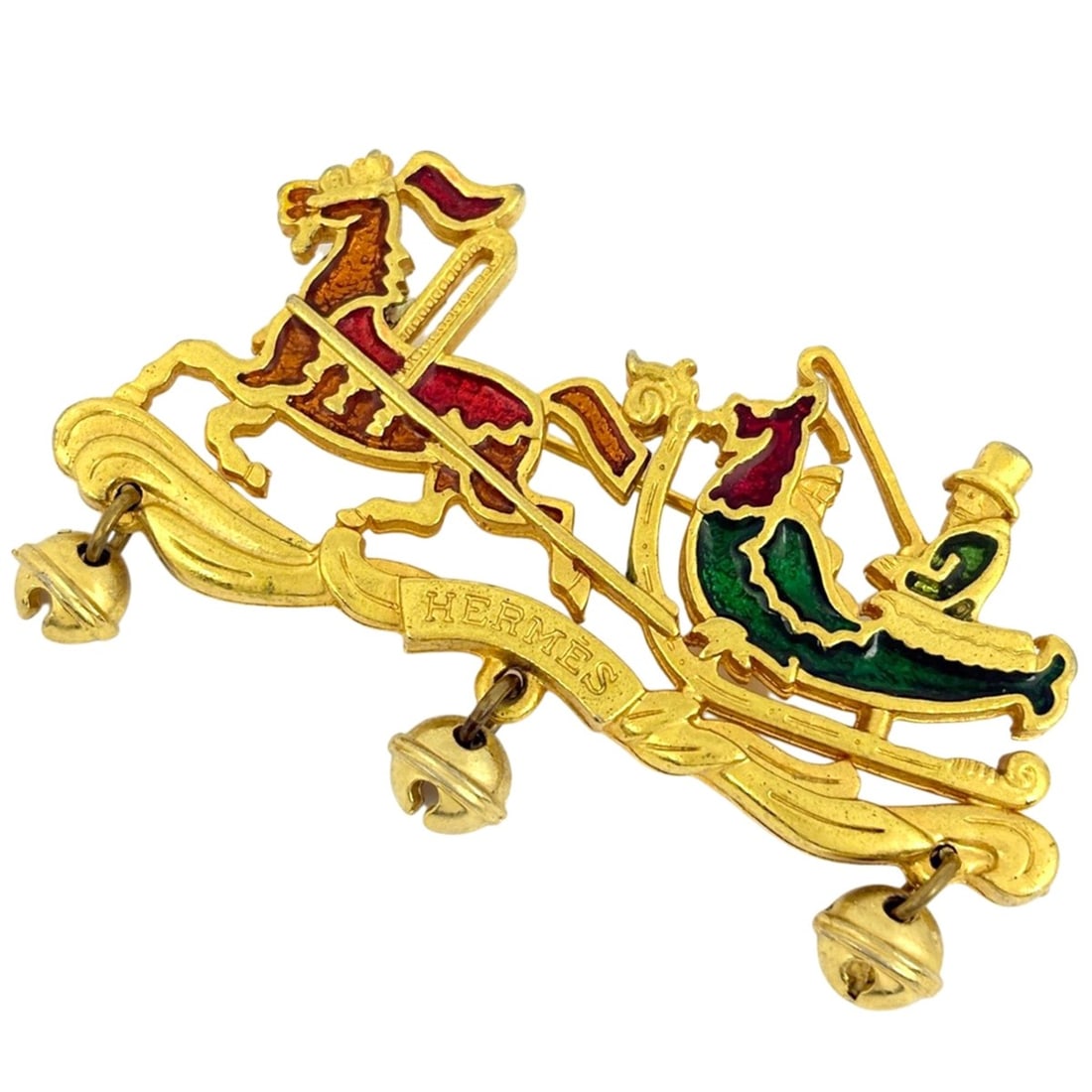 Hermes HERMES Logo Brooch GP Gold Women's (1 of 9)
