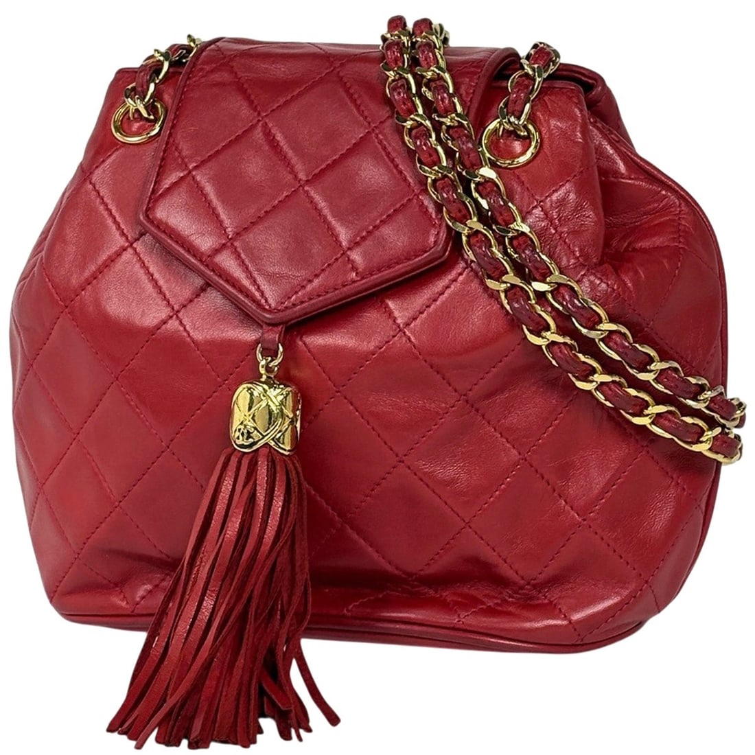 Chanel Coco Mark Fringe Chain Shoulder Bag, Tassel, Matelassé Leather, Red, Women's: --- Catalog ---Category: SizeSize (HxWxD): 18cm x 19cm x 9.5cm / 7.08'' x 7.48'' x 3.74''Category: DesignType: Shoulder bagColor: Red colorGender: WomenMaterial: Leather Category: GeneralBrand: Chanel