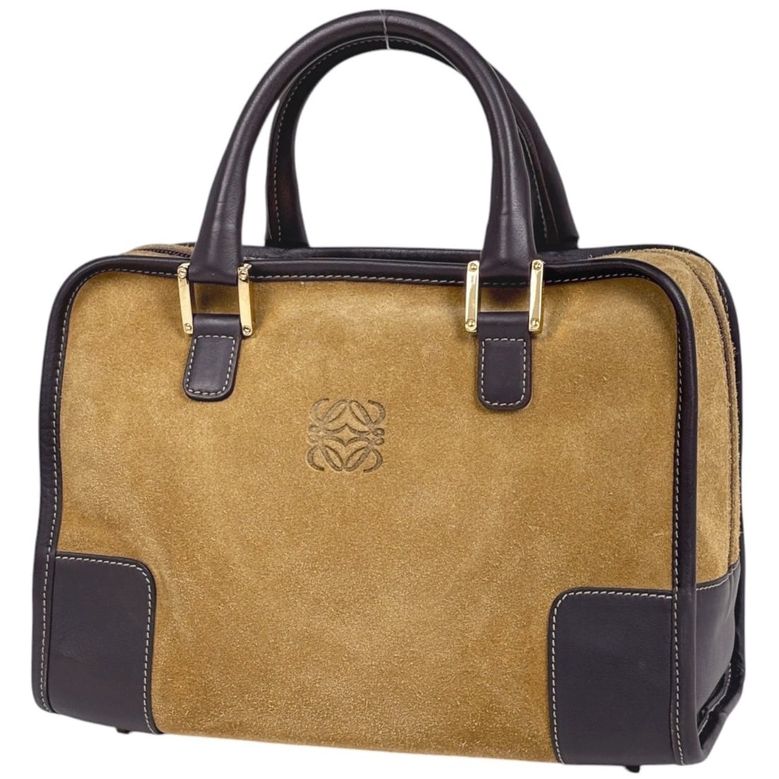 Loewe Amazona 26 Handbag, Suede, Brown, Women's: --- Catalog ---Category: SizeSize (HxWxD): 19cm x 26.5cm x 13cm / 7.48'' x 10.43'' x 5.11''Category: DesignType: HandbagColor: BrownGender: WomenMaterial: Suede , Leather Category: GeneralBrand: Loewe