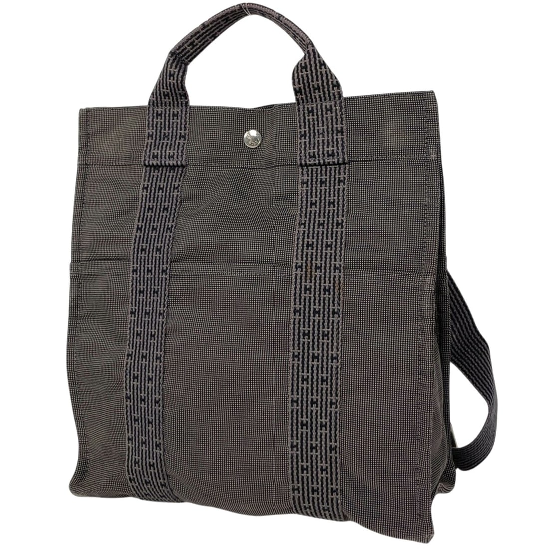 Hermes Herline Ad MM Backpack, Nylon Canvas, Gray, Women's (1 of 9)