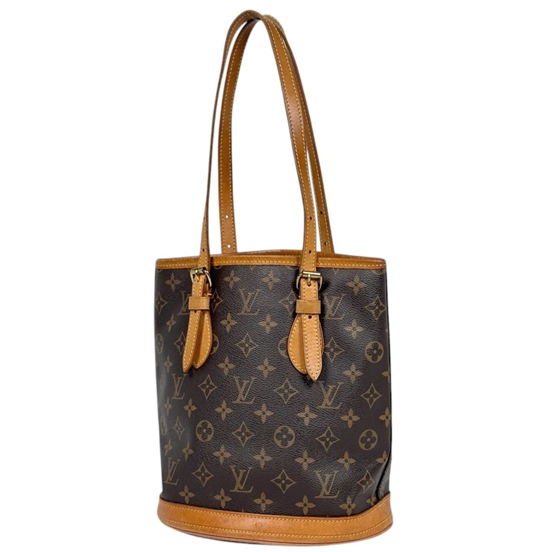 Louis Vuitton Petite Bucket PM Tote Bag, Monogram Brown, M42238, Women's: --- Catalog ---Category: SizeSize (HxWxD): 26cm x 23cm x 16cm / 10.23'' x 9.05'' x 6.29''Category: DesignType: Tote bagColor: BrownGender: WomenMaterial: Monogram Category: GeneralBrand: Louis Vuitton