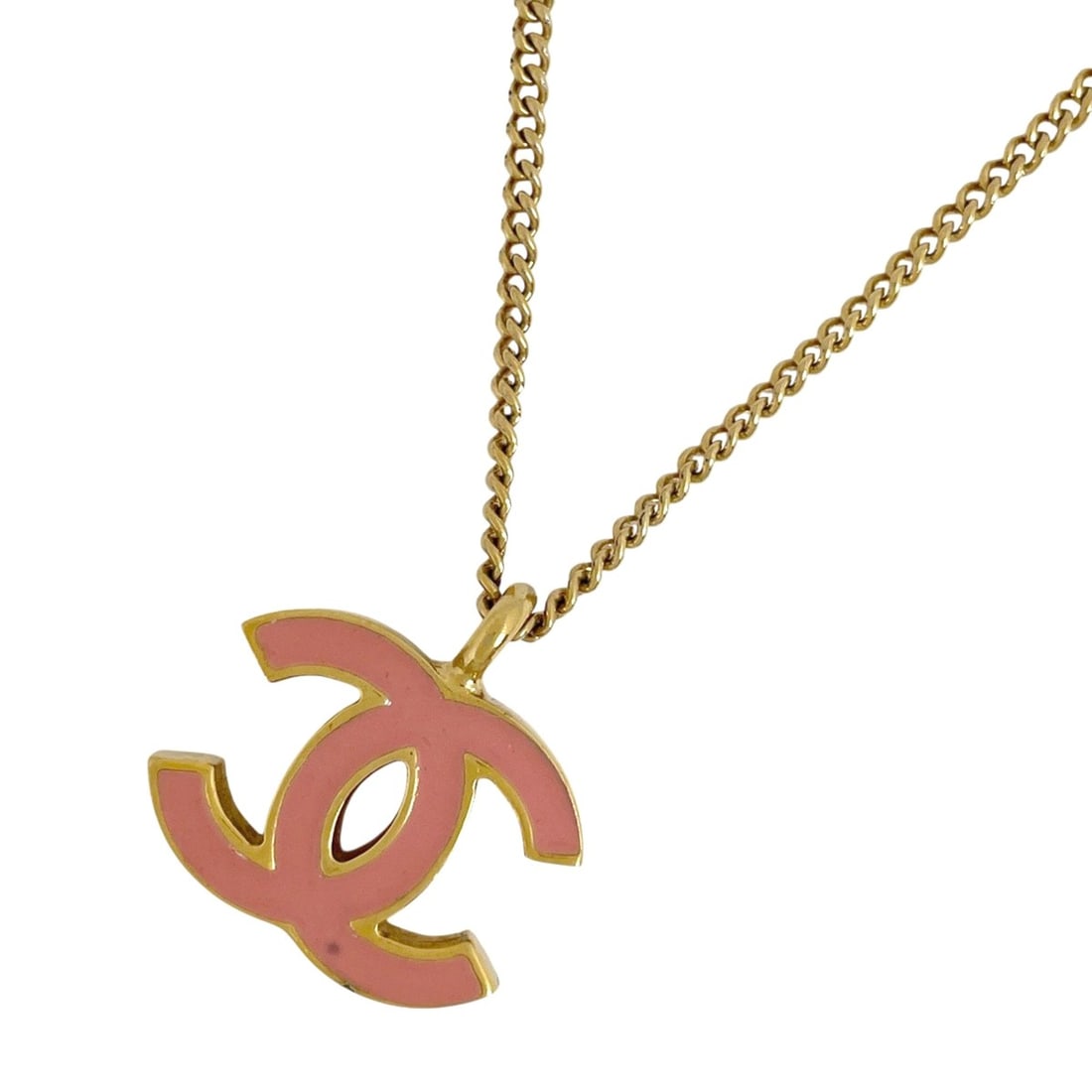 Chanel Coco Mark Necklace, GP Gold, Pink, Women's: --- Catalog ---Category: SizePendant Size: 18mm x 17mm / 0.7'' x 0.66''Neck Circumference: 43.5 cm / 17.12''Category: DesignColor: Gold, PinkGender: WomenMaterial: Gold platingNecklace Type: NecklaceC
