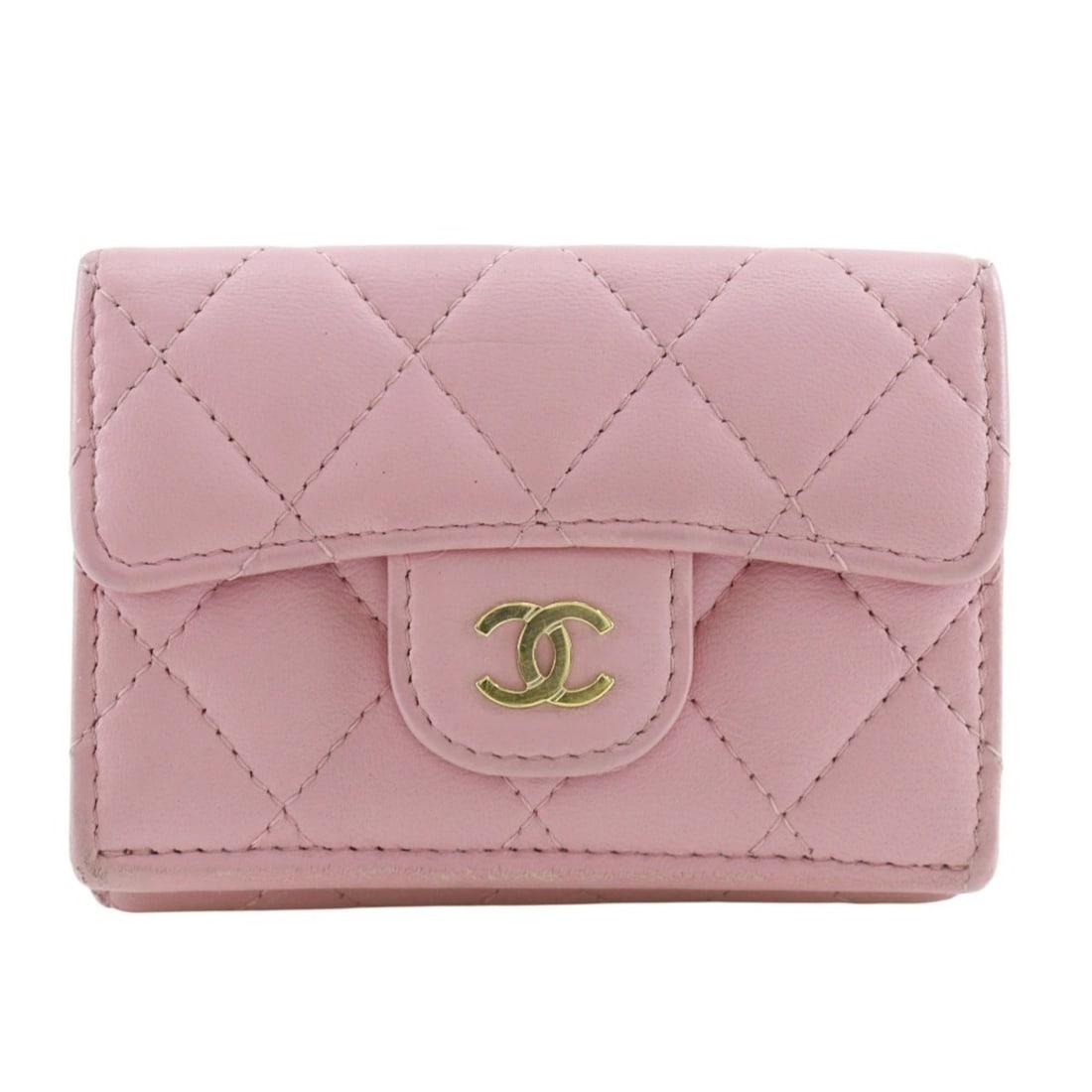 Chanel Matelasse Tri-fold Wallet, Small Flap Classic AP0230, Lambskin, Made in Italy, Gold Snap (1 of 15)