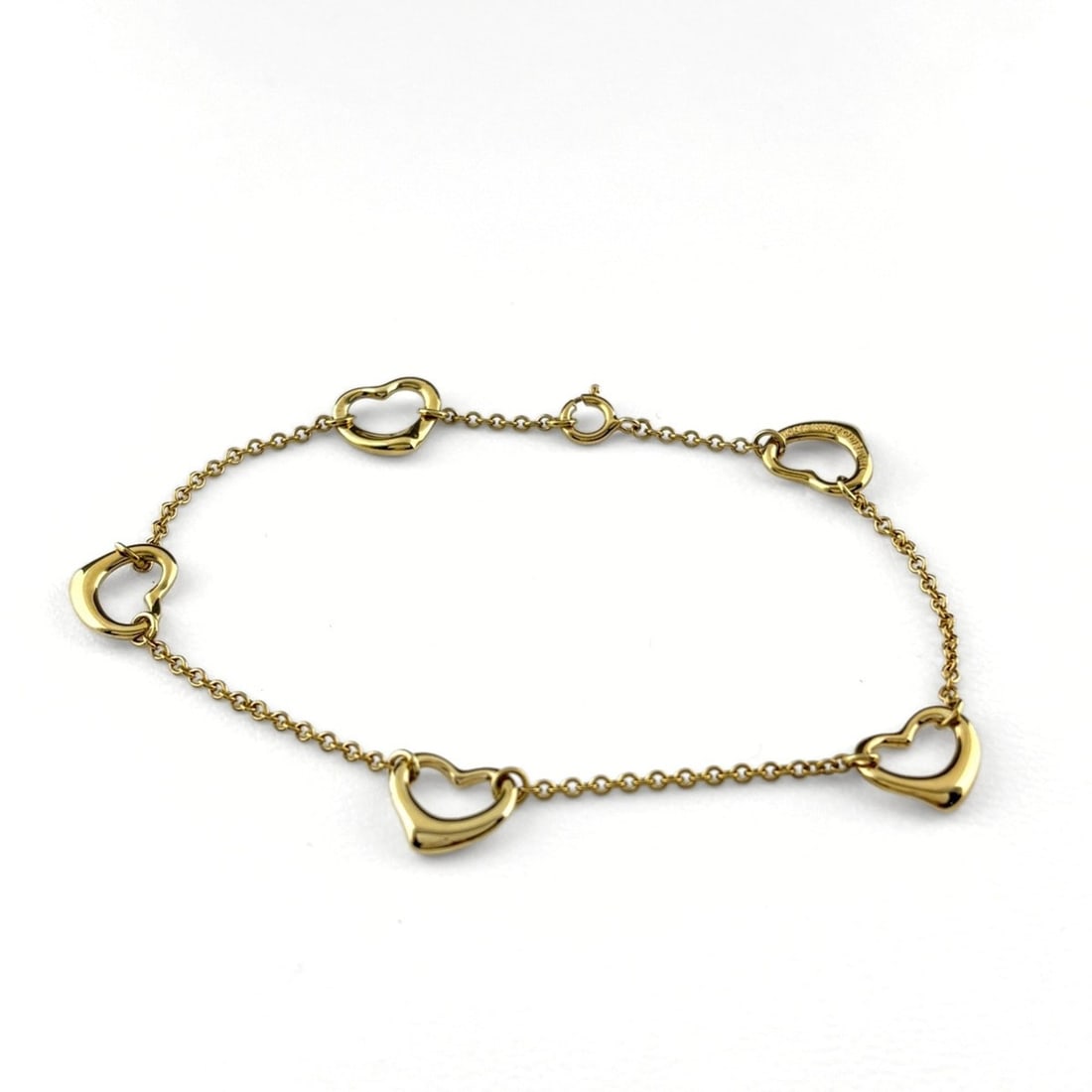 Tiffany & Co. Open Heart 5P Bracelet, Yellow Gold (YG), 750, Women's Bracelet (1 of 16)