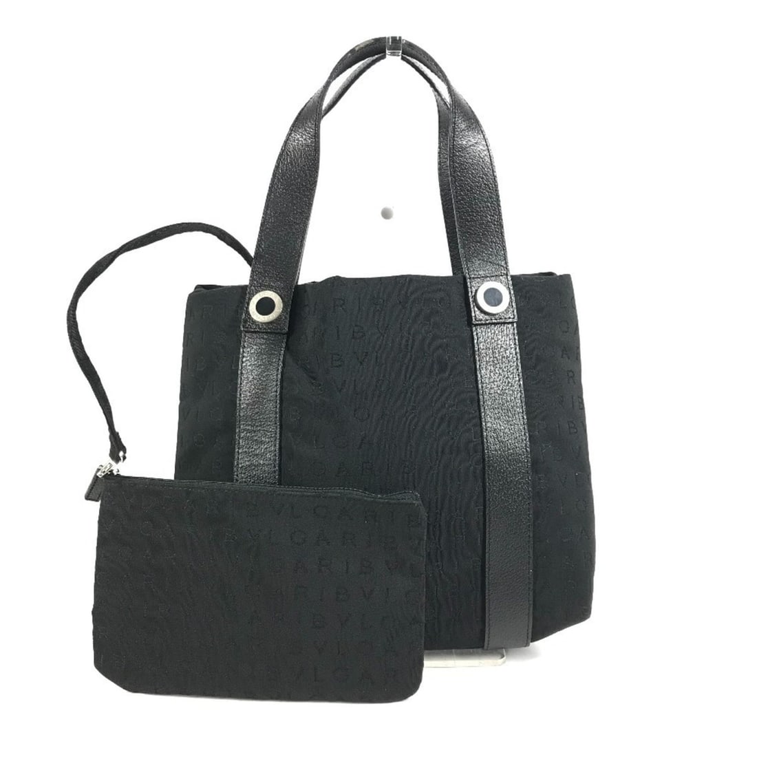 BVLGARI Logomania Handbag with Pouch, Tote Bag, Leather, Canvas, Black, for Men and Women: --- Catalog ---Category: SizeSize (HxWxD): 22cm x 28cm x 9cm / 8.66'' x 11.02'' x 3.54''Category: DesignType: Handbag, Tote bagColor: BlackGender: Men,Women,UnisexMaterial: Leather , Canvas Category: 