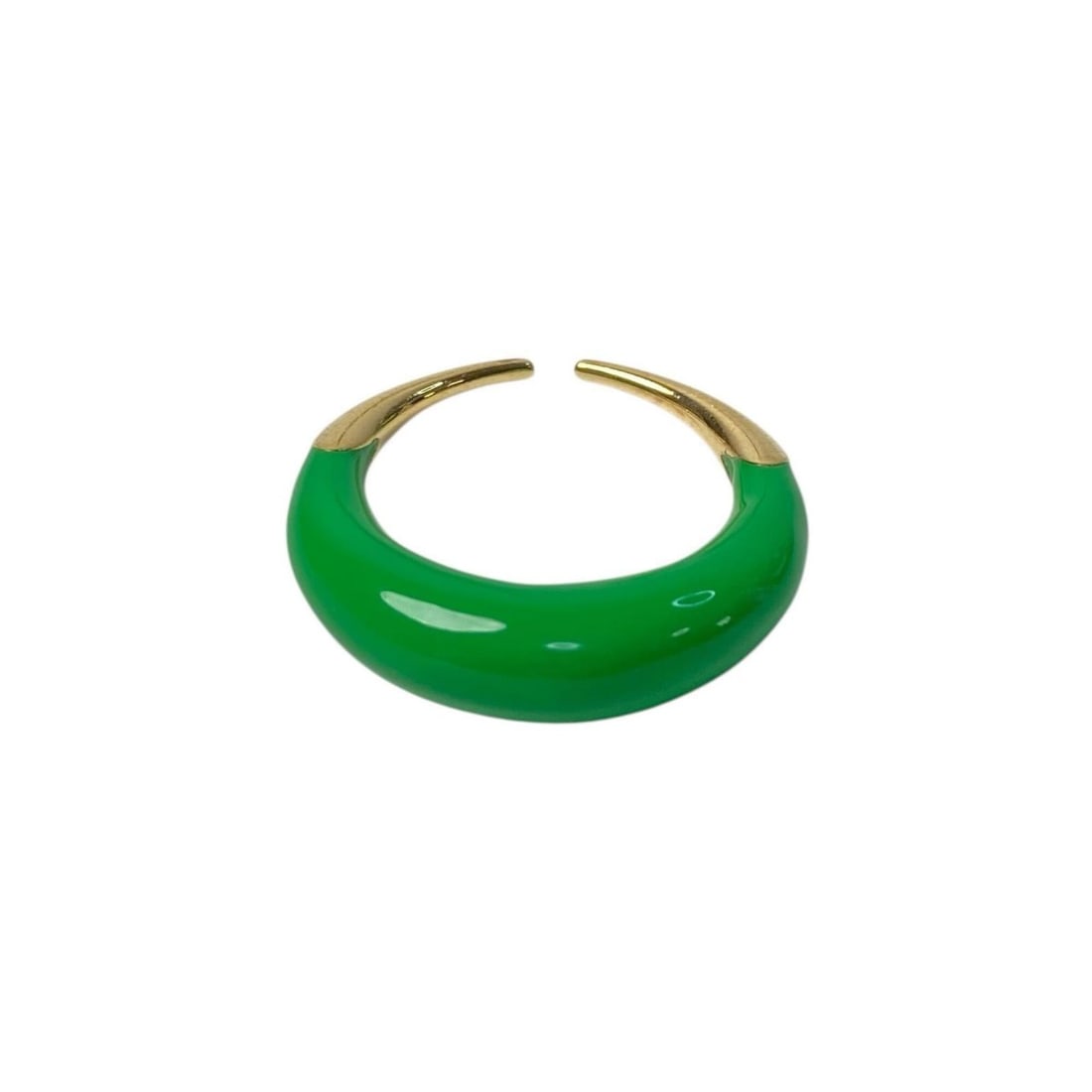 Bottega Veneta Spyring, Japanese size #17, Women's.: --- Catalog ---Category: SizeJP Size: 17US Size: 8.5Category: DesignType: Band ringColor: Gold, GreenGender: WomenMaterial: Silver 925Category: GeneralBrand: Bottega Veneta--- Item List ---Section: Co