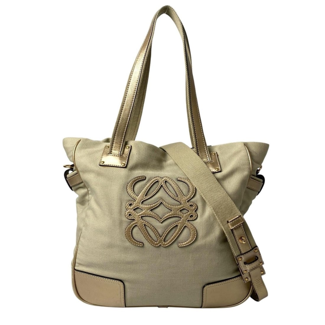 Loewe Anagram 2-way Shoulder Bag Tote Crossbody for Women: --- Catalog ---Category: SizeSize (HxWxD): 31cm x 32.5cm x 13cm / 12.2'' x 12.79'' x 5.11''Category: DesignType: Shoulder bag, Tote bagColor: BeigeGender: WomenMaterial: Canvas , Leather Category: Gen