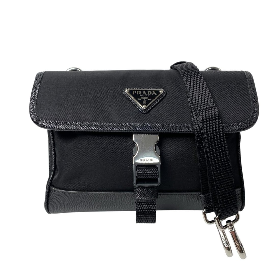 Prada PRADA Mini Shoulder Bag, Nylon & Saffiano Leather, 2ZH108, Crossbody, Men's: --- Catalog ---Category: SizeSize (HxWxD): 14cm x 17.5cm x 4cm / 5.51'' x 6.88'' x 1.57''Category: DesignType: Shoulder bagColor: BlackGender: MenMaterial: Nylon , Leather Leather/Fur Type: Saffiano l