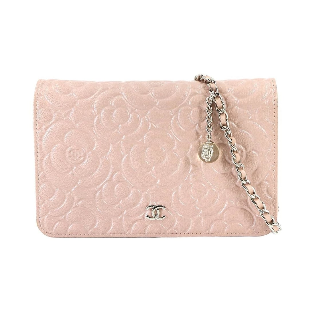 Chanel Camellia Chain Wallet, Bi-fold Long Lambskin, Pink, A47421: --- Catalog ---Category: SizeSize (HxWxD): 12.5cm x 19cm x 3cm / 4.92'' x 7.48'' x 1.18''Category: DesignType: Chain/Shoulder walletColor: PinkGender: WomenMaterial: Leather Category: GeneralBrand: Ch