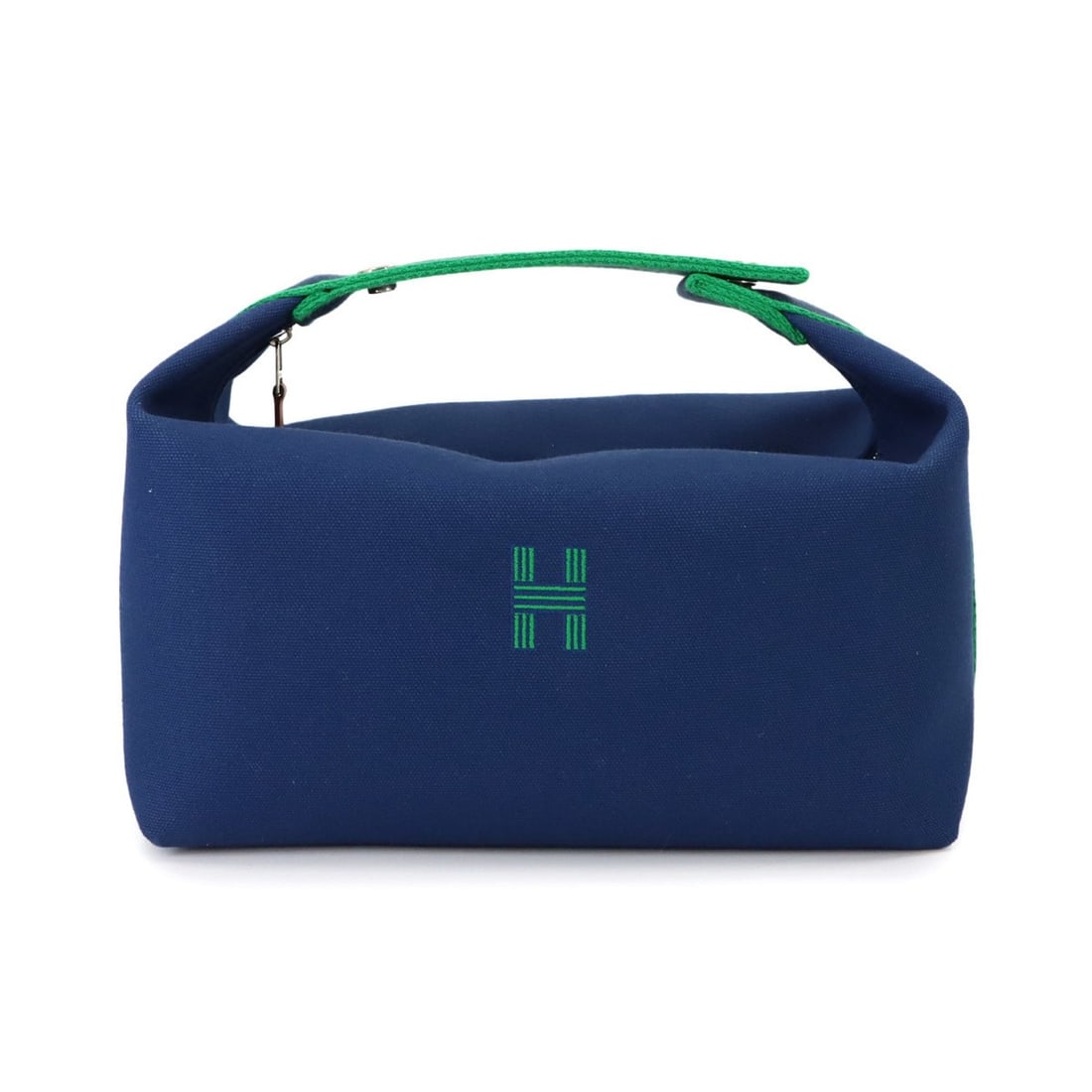 Hermes HERMES Bride a Brac GM Handbag Toile H Blue Marine Green Silver Hardware Pouch: --- Catalog ---Category: SizeSize (HxWxD): 14cm x 24.5cm x 15cm / 5.51'' x 9.64'' x 5.9''Category: DesignType: HandbagColor: Blue marine, GreenGender: Women,MenMaterial: Toile H Category: GeneralBrand