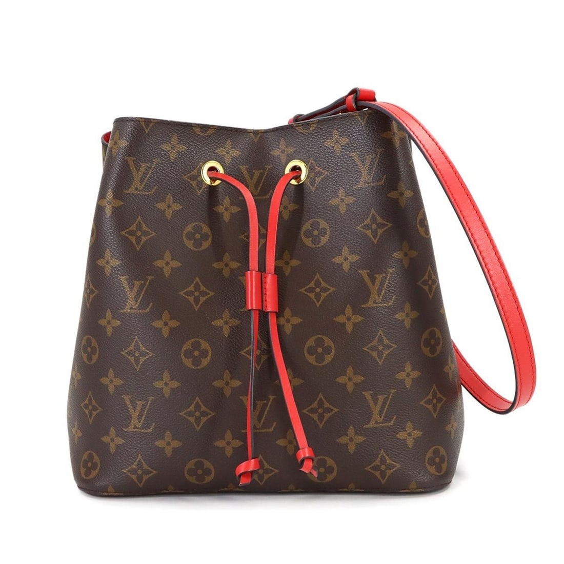 Louis Vuitton LOUIS VUITTON Monogram Neo Noe Shoulder Handbag Coquelicot Red M44021: --- Catalog ---Category: SizeSize (HxWxD): 26cm x 26cm x 17cm / 10.23'' x 10.23'' x 6.69''Category: DesignType: Shoulder bagColor: Coquelicots, MonogramGender: WomenMaterial: Monogram , Canvas , Leath