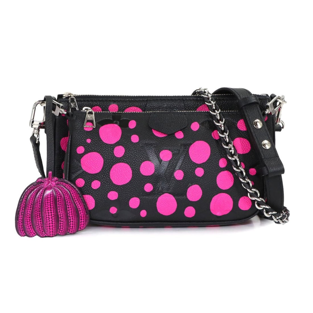 Louis Vuitton LV x YK Monogram Empreinte Multi Pochette Accessoires Shoulder Handbag Noir Fuchsia: --- Catalog ---Category: SizeSize (HxWxD): 13.5cm x 24.5cm x 4.5cm / 5.31'' x 9.64'' x 1.77''Category: DesignType: Handbag, Pochette, Pouch, Shoulder bagColor: Fuchsia, Monogram, NoirGender: WomenMate