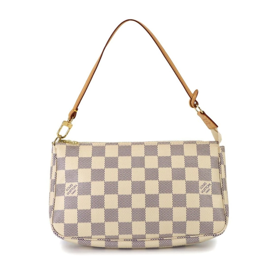 Louis Vuitton Damier Azur Pochette Accessoires Handbag Pouch N51986 Gold Hardware: --- Catalog ---Category: SizeSize (HxWxD): 13cm x 21cm x 4cm / 5.11'' x 8.26'' x 1.57''Category: DesignType: Pochette, PouchColor: AzurGender: WomenMaterial: Damier Azur , Canvas Category: GeneralBran