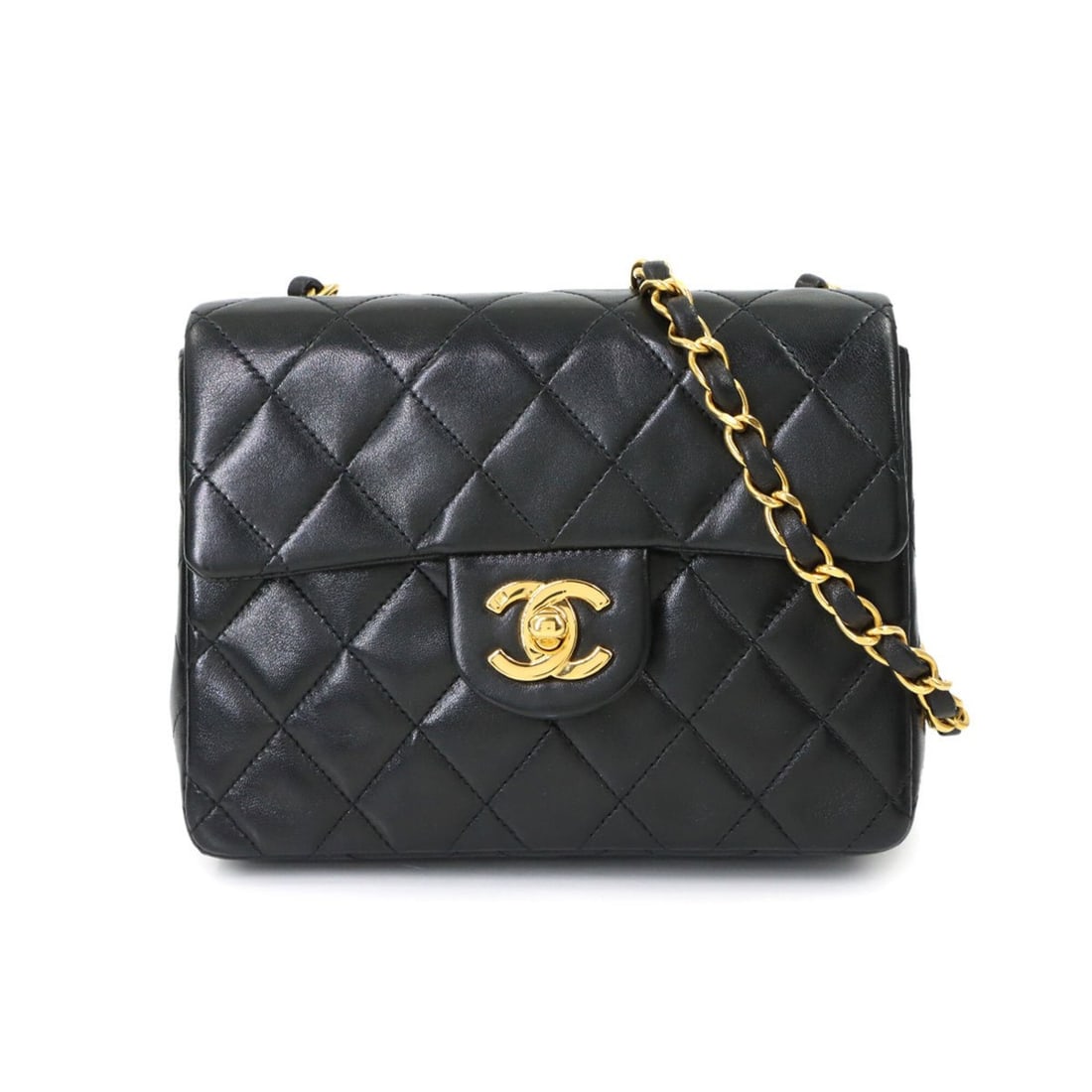 Chanel Mini Matelasse Chain Shoulder Handbag, Lambskin, Black, A01115, Gold Hardware.: --- Catalog ---Category: SizeSize (HxWxD): 13cm x 17.5cm x 6cm / 5.11'' x 6.88'' x 2.36''Category: DesignType: Shoulder bagColor: BlackGender: WomenMaterial: Leather Category: GeneralBrand: ChanelCoun