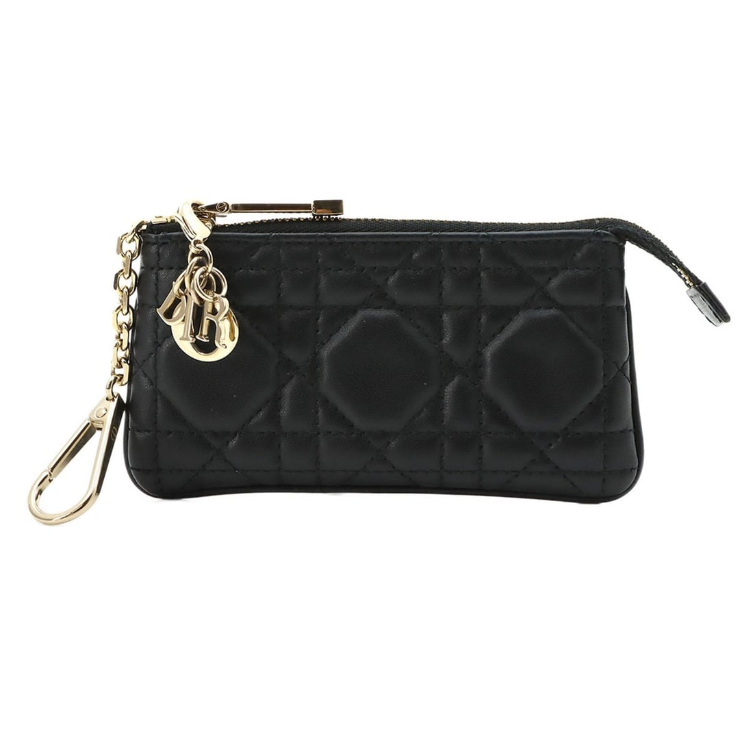 Christian Dior Cannage Coin Case - Leather, Black, Gold Hardware: --- Catalog ---Category: SizeSize (HxWxD): 7cm x 13cm x 1cm / 2.75'' x 5.11'' x 0.39''Category: DesignType: Coin purse/coin caseColor: BlackGender: Women,MenMaterial: Leather Category: GeneralBrand: C