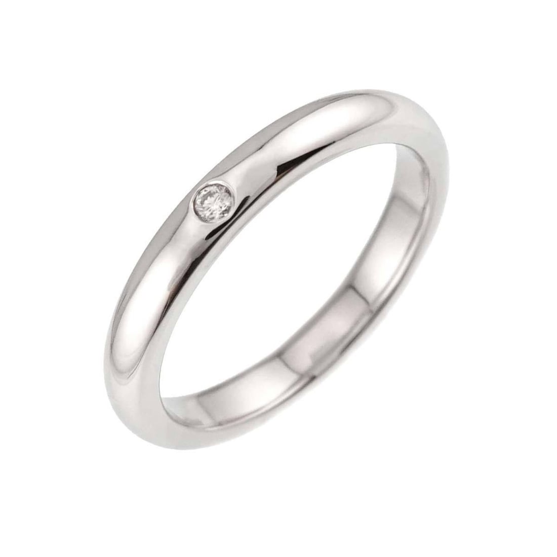 Tiffany & Co. Stacking Band Ring with 1 Diamond, Platinum.: --- Catalog ---Category: SizeJP Size: 10.5US Size: 5.5Category: DesignType: Band ringColor: PlatinumStone: DiamondGender: WomenMaterial: Platinum 950Weight (ct.): 0.02Category: GeneralBrand: Tiffany--