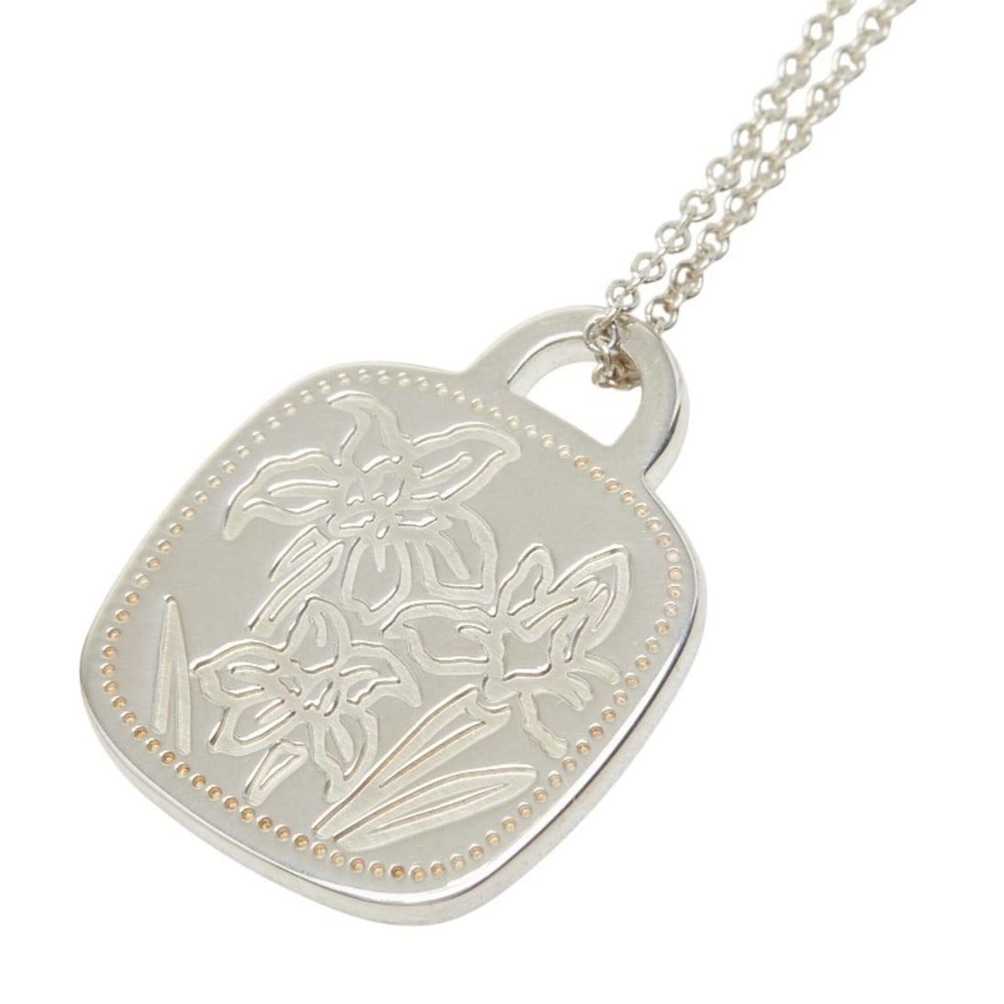 Tiffany & Co. GO WOMEN Women's Marathon 2014 Spray Mum Necklace, SV925 Silver, Ladies' TIFFANY&Co.: --- Catalog ---Category: SizePendant Size: 21.5mm x 17.5mm / 0.84'' x 0.68''Neck Circumference: 40 cm / 15.74''Category: DesignGender: WomenMaterial: Silver 925Necklace Type: NecklaceCategory: General