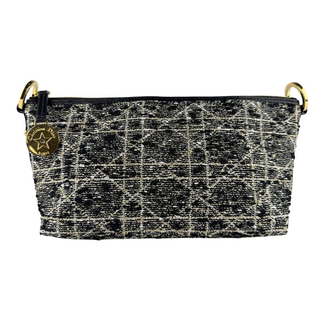 Christian Dior shoulder bag/hobo bag, tweed, black/gold, women's, z9506: --- Catalog ---Category: SizeSize (HxWxD): 14cm x 23cm x 10cm / 5.51'' x 9.05'' x 3.93''Category: DesignType: Shoulder bagColor: BlackGender: WomenMaterial: Tweed Hardware Color: GoldCategory: General