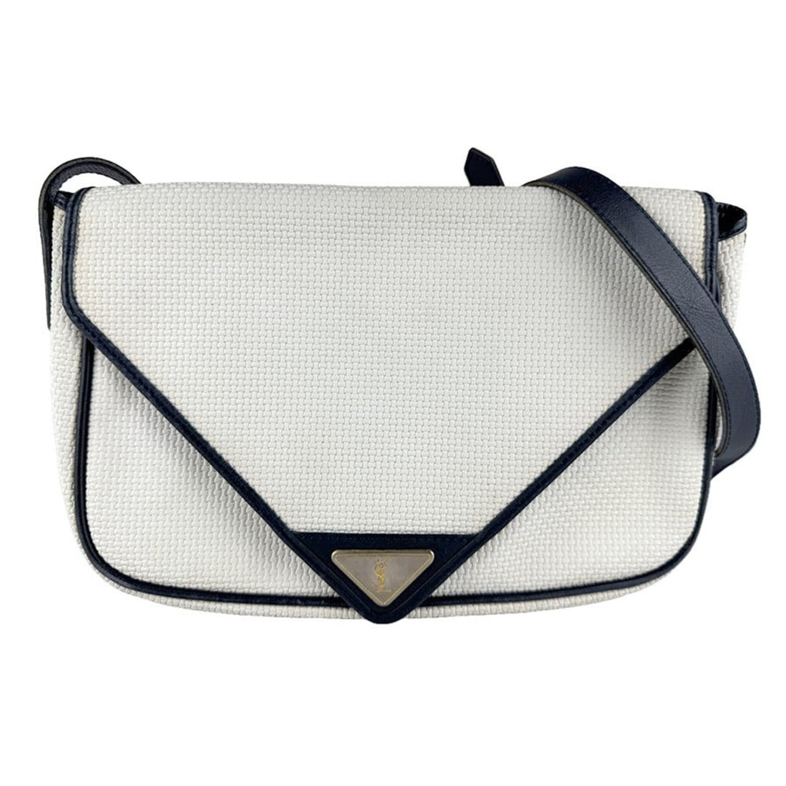 Yves Saint Laurent shoulder bag, coated canvas and leather, white black, women's, z9468: --- Catalog ---Category: SizeSize (HxWxD): 18cm x 24cm x 6cm / 7.08'' x 9.44'' x 2.36''Category: DesignType: Shoulder bagColor: Black, WhiteGender: WomenMaterial: Coated canvas , Leather Category: Gen