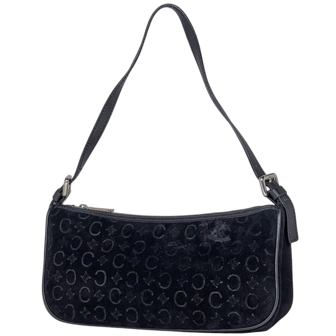 Celine C Macadam pattern handbag, suede, black, women's.: --- Catalog ---Category: SizeSize (HxWxD): 11cm x 23cm x 6.5cm / 4.33'' x 9.05'' x 2.55''Category: DesignType: HandbagColor: BlackGender: WomenMaterial: Suede , Leather Category: GeneralBrand: Celine-