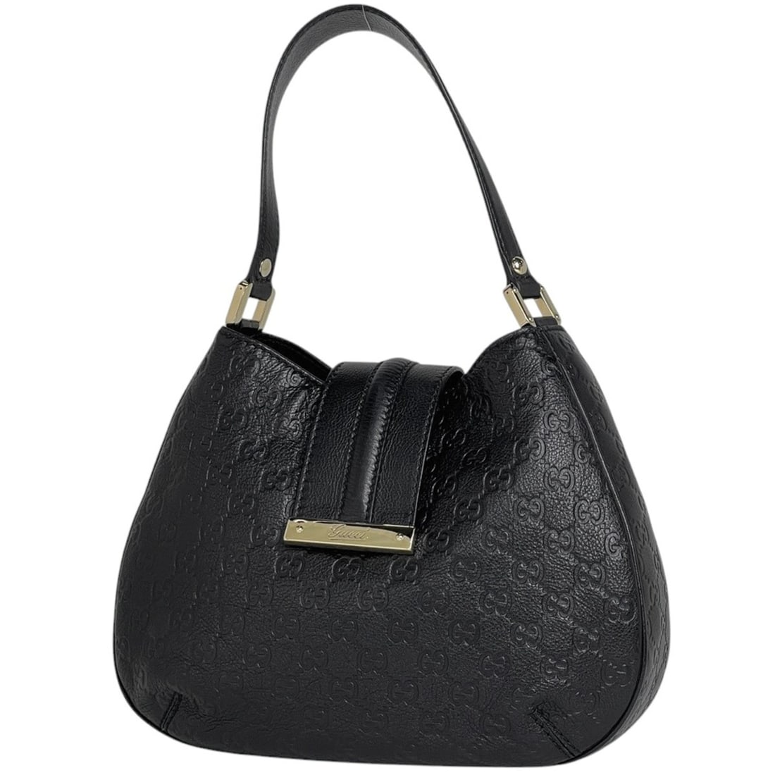 Gucci GUCCI Guccissima Shoulder Bag, Shima Leather, Black, Women's: --- Catalog ---Category: SizeSize (HxWxD): 23cm x 30cm x 8cm / 9.05'' x 11.81'' x 3.14''Category: DesignType: Shoulder bagColor: BlackGender: WomenMaterial: Leather Category: GeneralBrand: Gucci--- It
