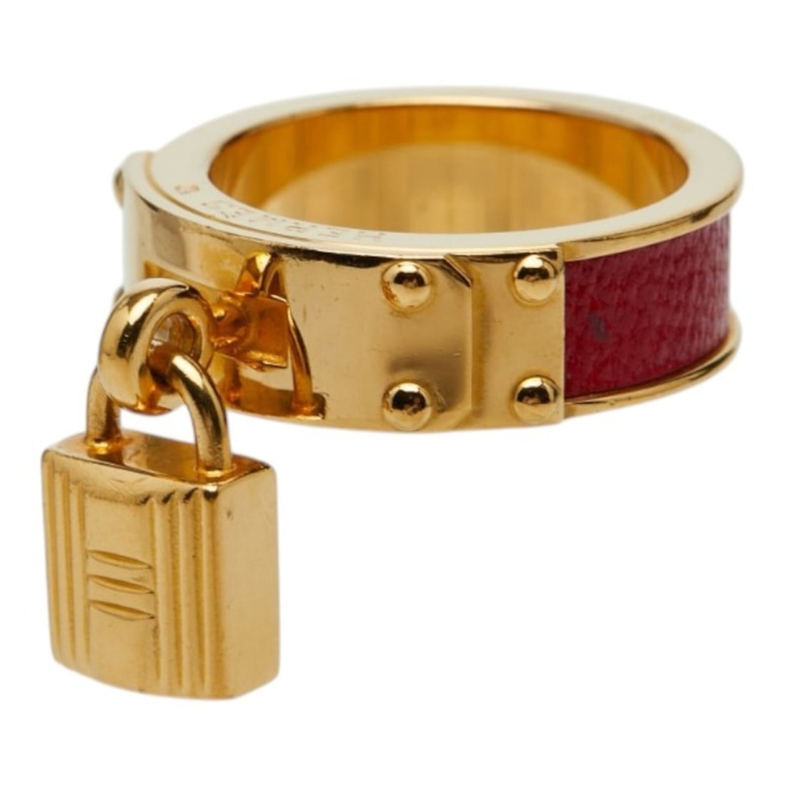Hermes Kelly bag with padlock, scarf, and muffler ring, gold red plated leather, for women. HERMES (1 of 16)