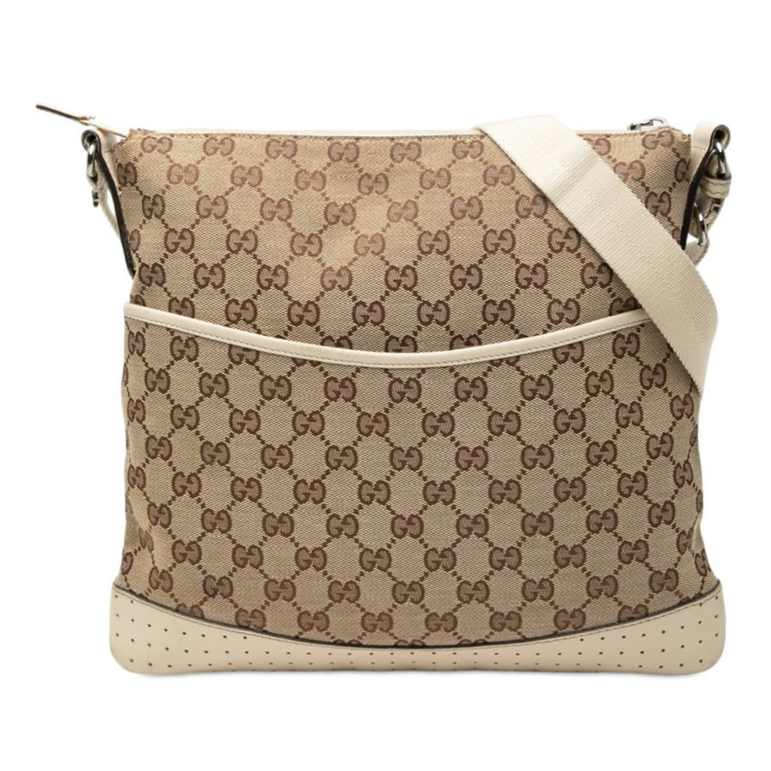 Gucci GG Canvas Crossbody Shoulder Bag 145857 Beige Ivory Leather Women's GUCCI: --- Catalog ---Category: SizeSize (HxWxD): 29cm x 31cm x 3cm / 11.41'' x 12.2'' x 1.18''Category: DesignType: Shoulder bagColor: Beige, IvoryGender: WomenMaterial: Canvas , Leather Category: GeneralMP