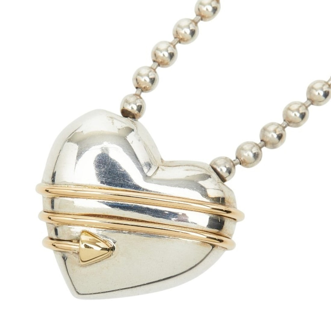 Tiffany & Co. Heart Arrow Chain Necklace, SV925 Sterling Silver and 18K Yellow Gold Combination,: --- Catalog ---Category: SizePendant Size: 17.4mm x 19.5mm / 0.68'' x 0.76''Neck Circumference: 45 cm / 17.71''Category: DesignColor: Silver, Yellow goldGender: WomenMaterial: Silver 925, Yellow gold 