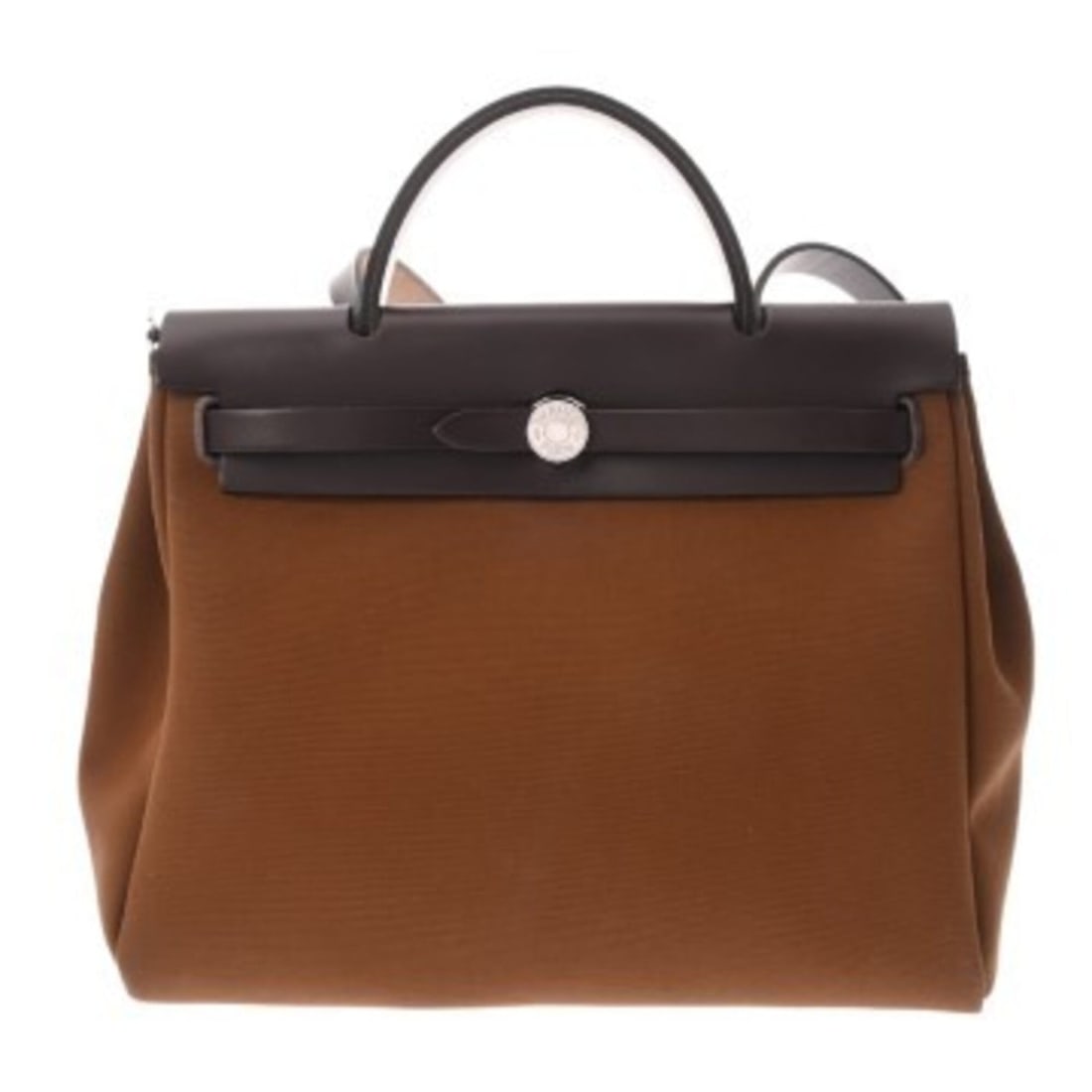HERMES Herbag Zip Verso PM Arzan Blue Outreme Ebene Y stamp (circa 2020) Men's and Women's Toile: --- Catalog ---Category: SizeSize (HxWxD): 26cm x 30cm x 11cm / 10.23'' x 11.81'' x 4.33''Category: DesignType: HandbagColor: Alezan, BrownGender: Men,WomenMaterial: Toile officier , Vache leather Cat