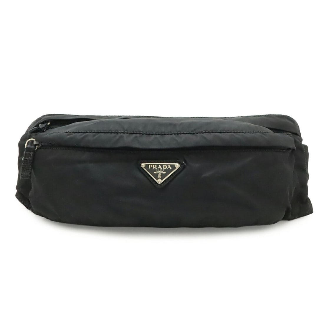 PRADA Triangle Bag, Body Waist Pouch, Hip Nylon, Black: --- Catalog ---Category: SizeSize (HxWxD): 12.5cm x 33cm x 6cm / 4.92'' x 12.99'' x 2.36''Category: DesignType: Fanny pack, Sling bagColor: BlackGender: Women,MenMaterial: Nylon Category: GeneralBrand
