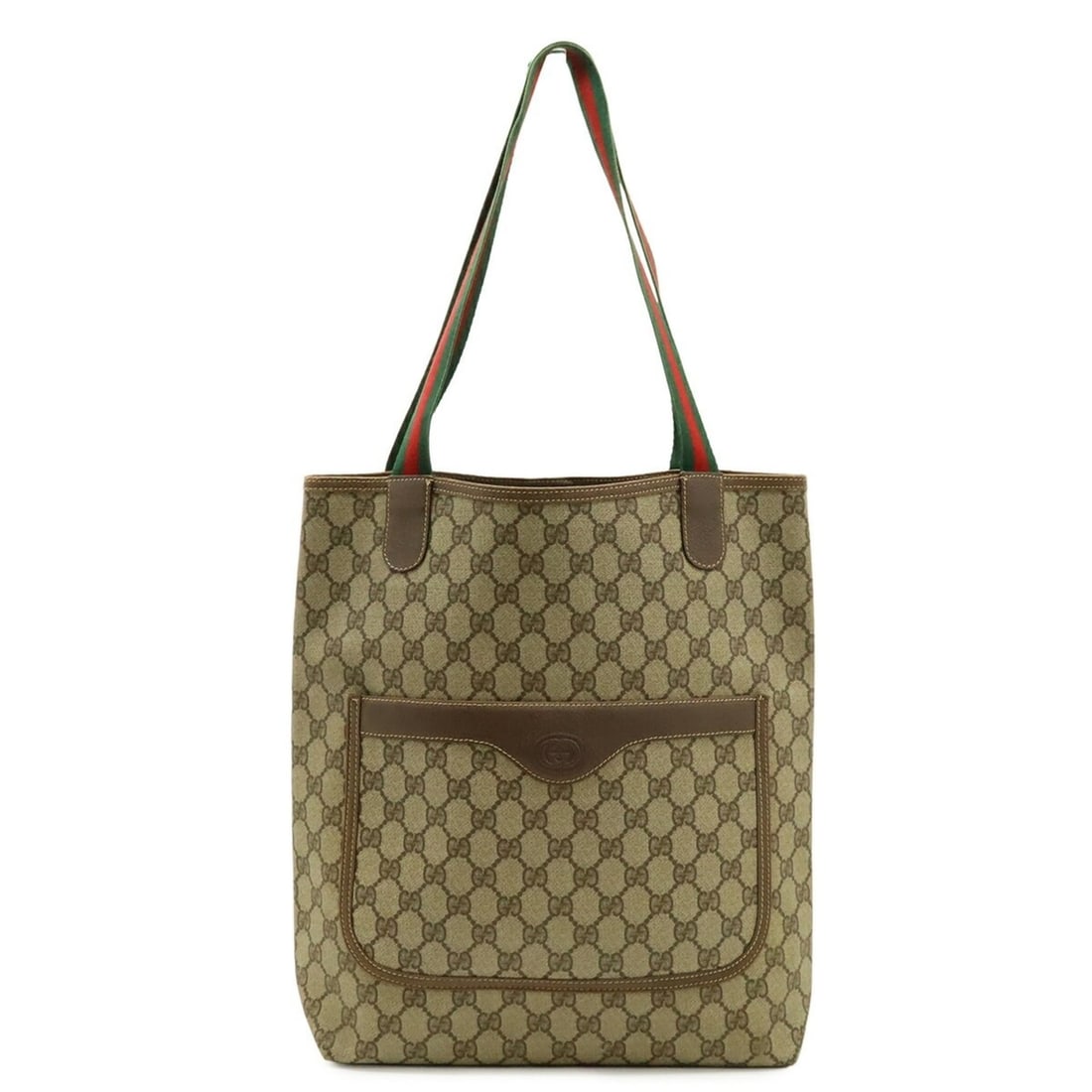GUCCI Old Gucci GG Plus Sherry Line Tote Bag Shoulder Leather Beige Brown 4720.21.40: --- Catalog ---Category: SizeSize (HxWxD): 35cm x 28cm x 11cm / 13.77'' x 11.02'' x 4.33''Category: DesignType: Shoulder bag, Tote bagColor: Beige, Brown, Green, Red colorGender: Men,WomenMaterial: PV