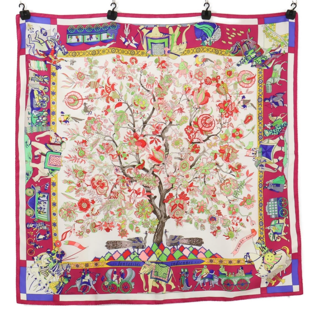 HERMES Fantaisies Indiennes (Enchanting India) Silk Carre 90 Scarf/Muffler, Multicolor, Women's (1 of 10)