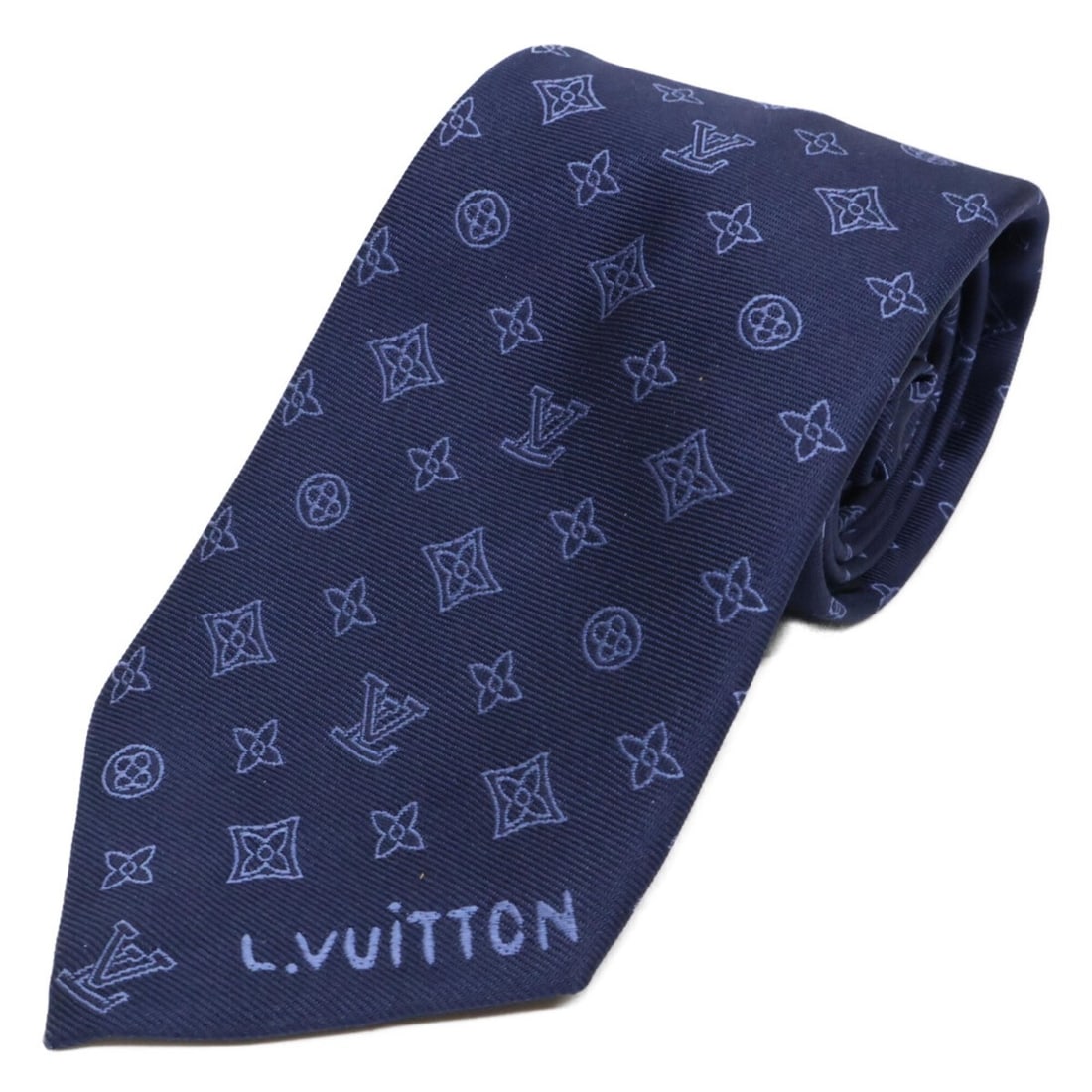 LOUIS VUITTON Louis Vuitton 25-year-old M97520 Monogram Blast 7cm Silk Tie Navy Men's: --- Catalog ---Category: SizeWidth: 7cm / 2.75''Total Length: 151cm / 59.44''Category: DesignType: CravatColor: NavyGender: MenMaterial: Silk Category: GeneralBrand: Louis Vuitton--- Item List ---Sect