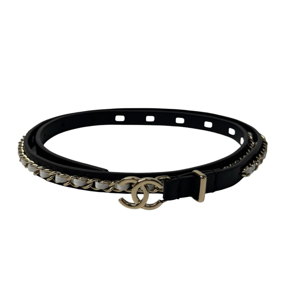 Chanel Coco Mark 70 28 Chain Belt B22S Leather Women's: --- Catalog ---Category: SizeLength: 72.5cm / 28.54''Category: DesignType: Chain beltColor: BlackGender: WomenMaterial (Strap): Leather Category: GeneralBrand: Chanel--- Item List ---Section: Conditio