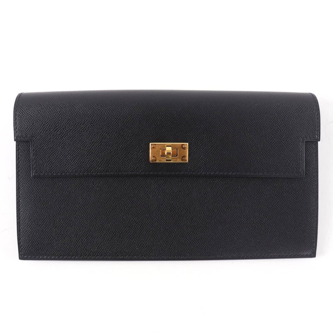 HERMES Kelly Pocket Long Wallet, Veau Epsom Leather, Gold Hardware, Black, W Stamp, Made in France, (1 of 12)