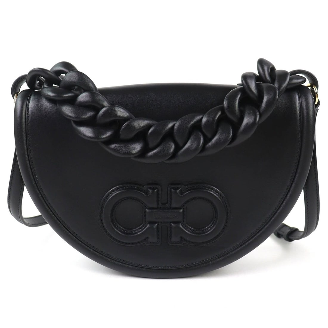 Salvatore Ferragamo 212748 AURA Gancini 2-Way Leather Handbag/Shoulder Bag, Black, with Dust Made in: --- Catalog ---Category: SizeSize (HxWxD): 19cm x 28cm x 7cm / 7.48'' x 11.02'' x 2.75''Category: DesignType: Handbag, Shoulder bagColor: BlackGender: WomenMaterial: Leather Category: GeneralBrand: Sa