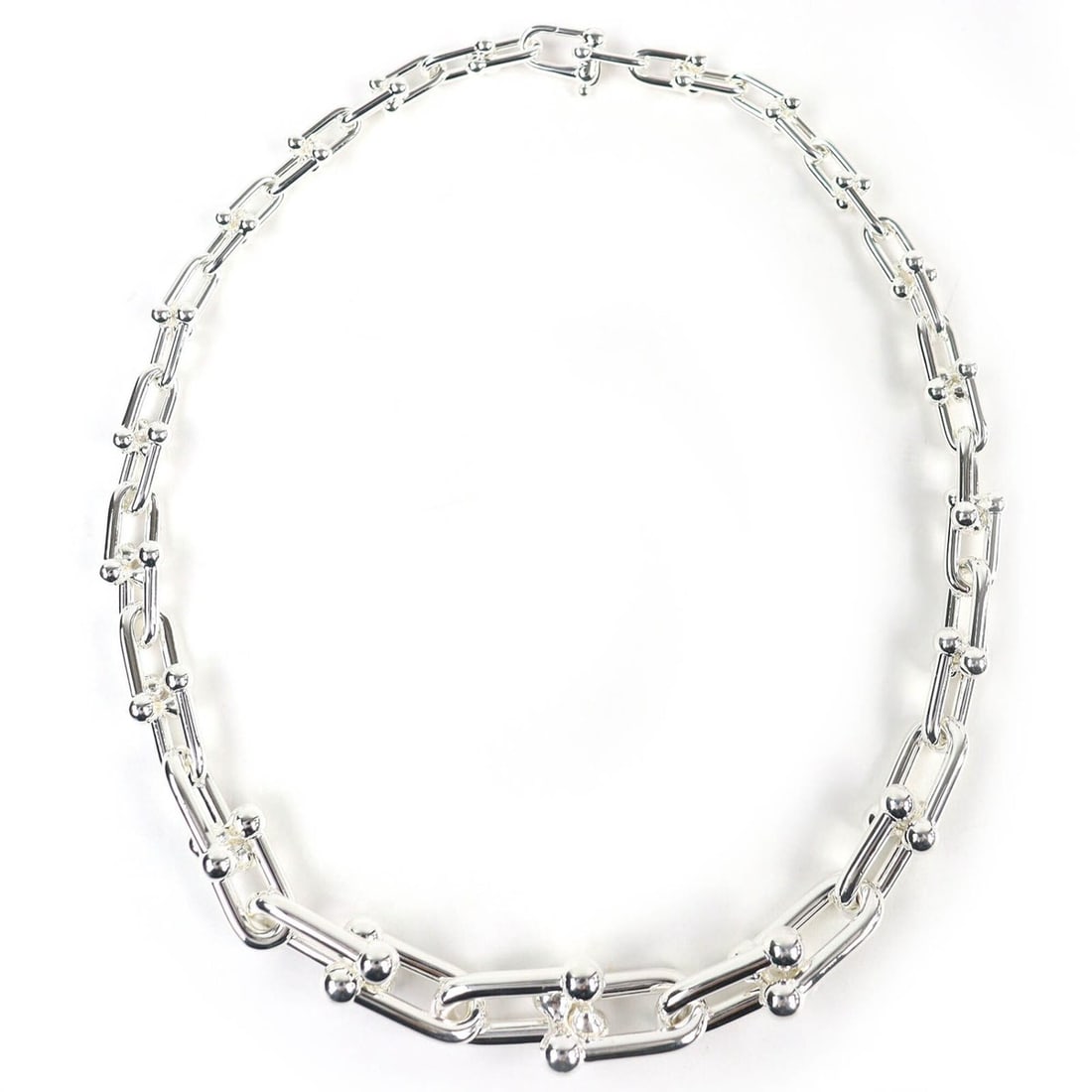 TIFFANY&Co. Tiffany HardWear Graduated Link Necklace AG925 Silver Accessory, Weight 105.58g, Women's: --- Catalog ---Category: SizeWidth: 13mm / 0.51''Weight: 105.58g / 3.72oz.Neck Circumference: 43.5 cm / 17.12''Category: DesignColor: SilverGender: Men,WomenMaterial: Silver 925Necklace Type: