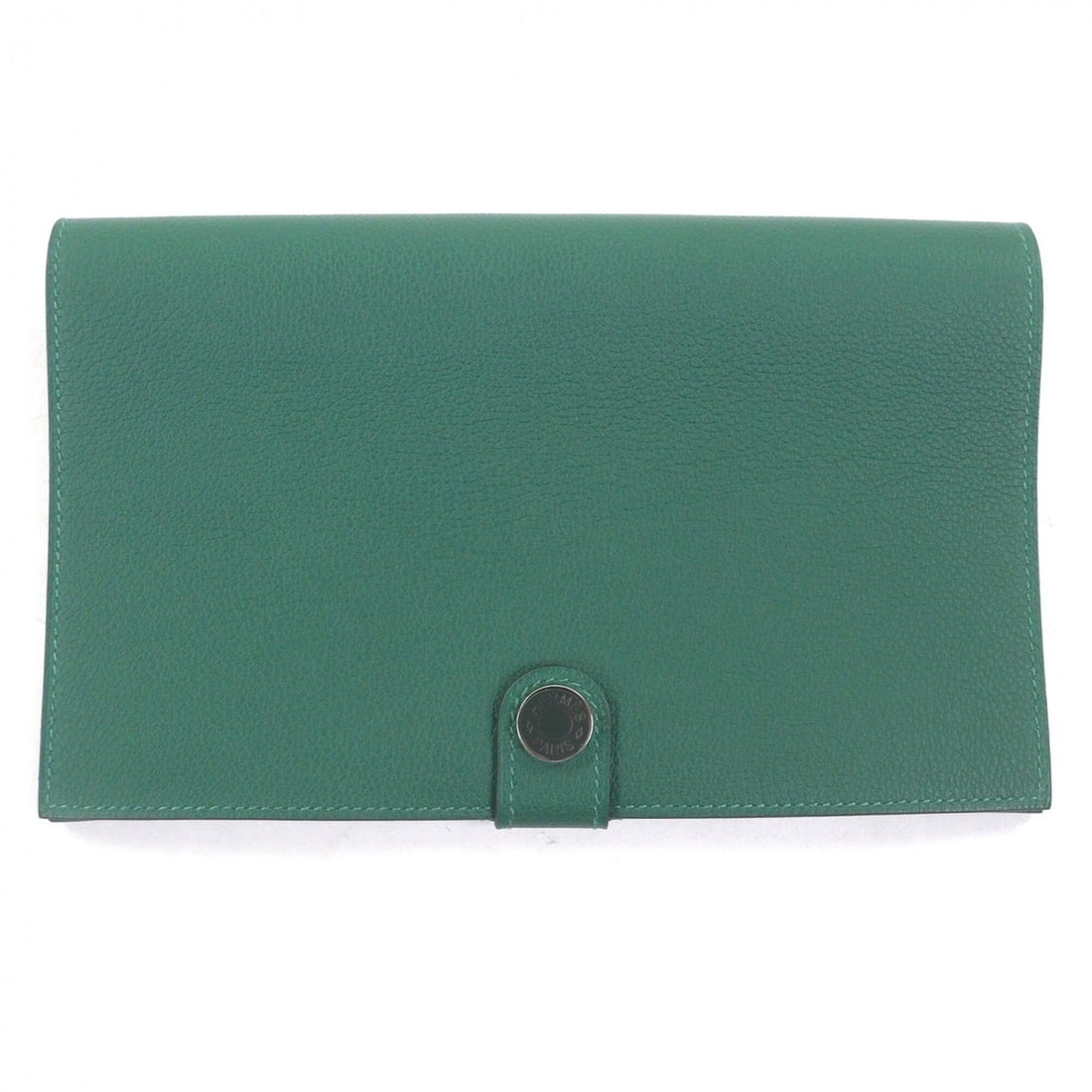 HERMES R.M.S. Tutan Man Veau Evercolor Clou de Selle Silver Hardware Leather Long Wallet Passport (1 of 10)