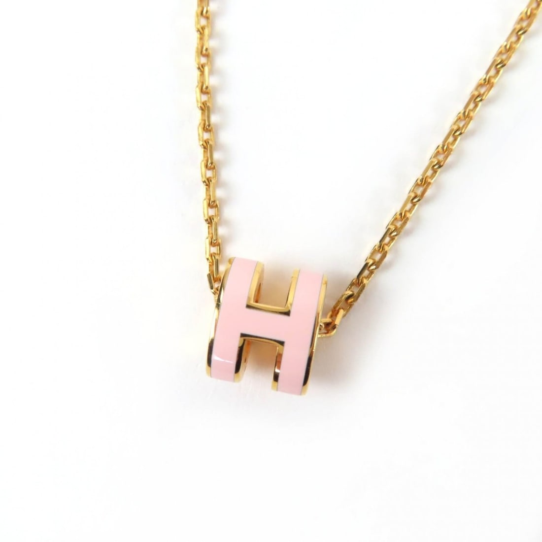 HERMES Mini Pop H Necklace Pendant, Pink Gold, with Box and Dust Bag, Made in France, Women's.: --- Catalog ---Category: SizePendant Size: 0.8mm x 0.7mm / 0.03'' x 0.02''Neck Circumference: 40 cm / 15.74''Category: DesignColor: Gold, PinkGender: WomenPendant Type: PendantNecklace Type: NecklaceC
